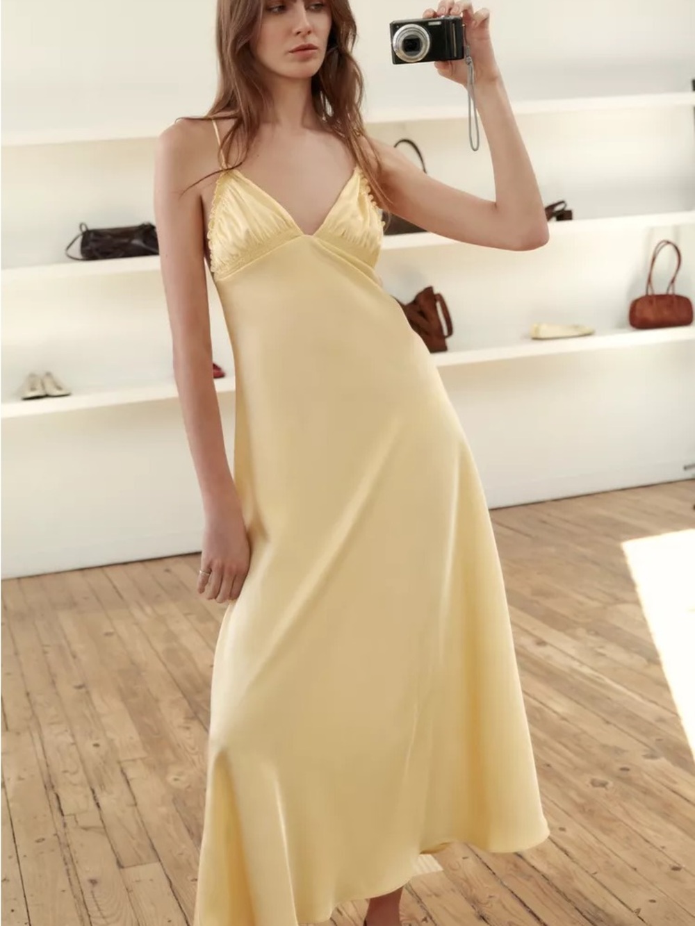 Zara Soft Yellow Satin Slip Dress